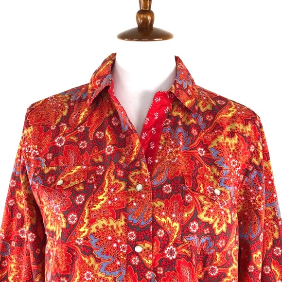 Pendleton Red Print Button Down Shirt, Medium - Picture 2 of 7